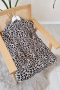 Leopar Desen Düğmeli Camel Tunik