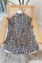 Leopar Desen Düğmeli Camel Tunik