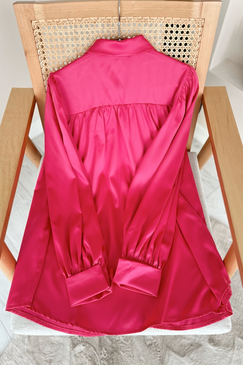 Saten Kumaş Salaş Pembe Tunik
