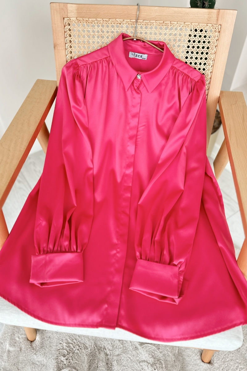 Saten Kumaş Salaş Pembe Tunik