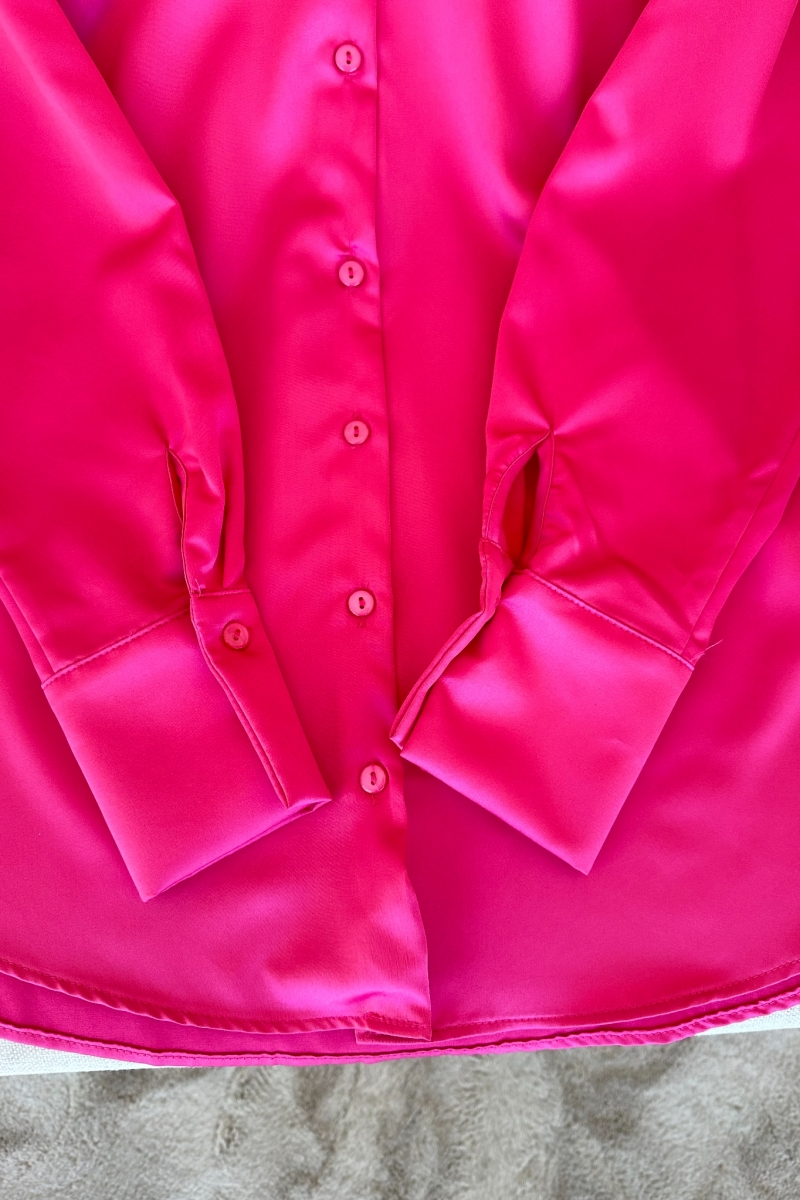 Yaka Taşlı Pembe Saten Tunik