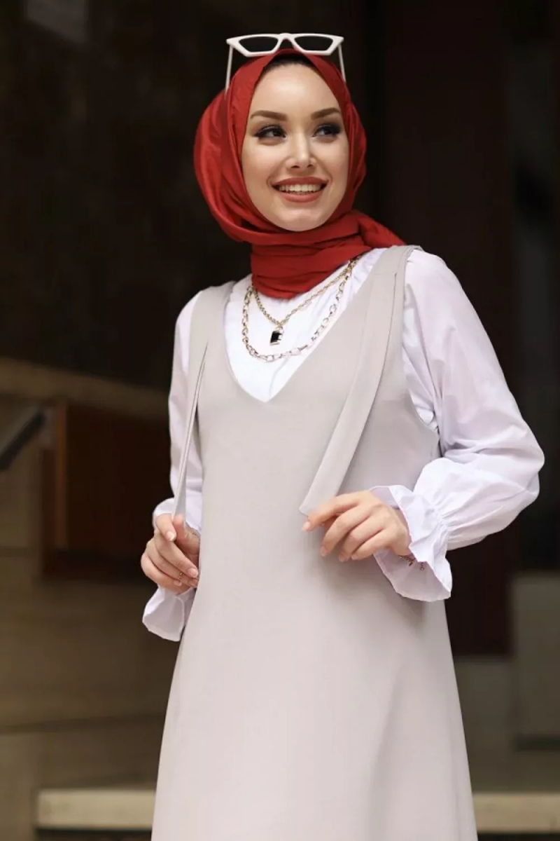Omuz Bağlama Detaylı Gri Jile
