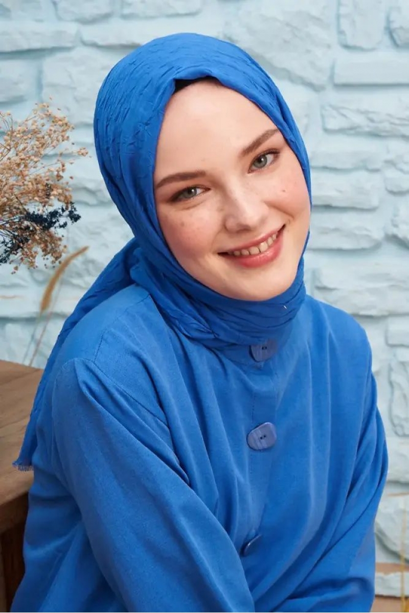 Bambu Kraş Saks Mavisi Şal