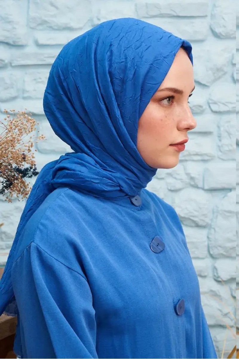 Bambu Kraş Saks Mavisi Şal