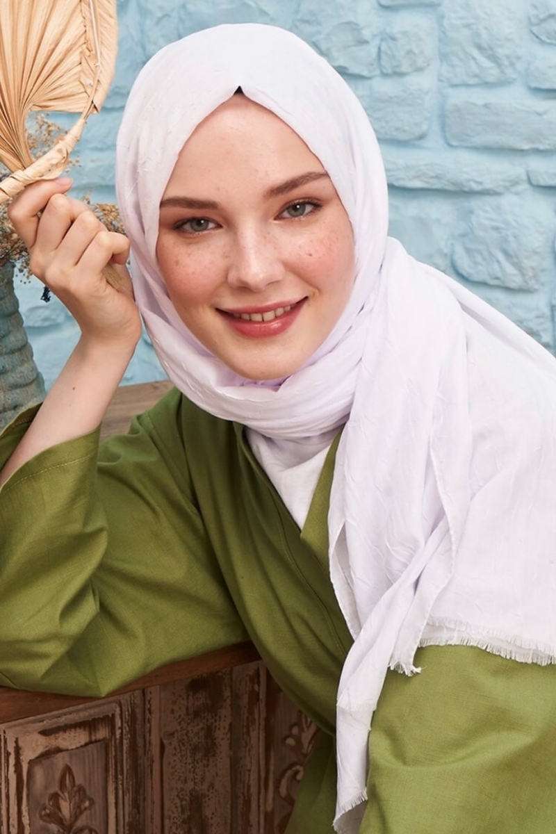 Bambu Kraş Beyaz Şal