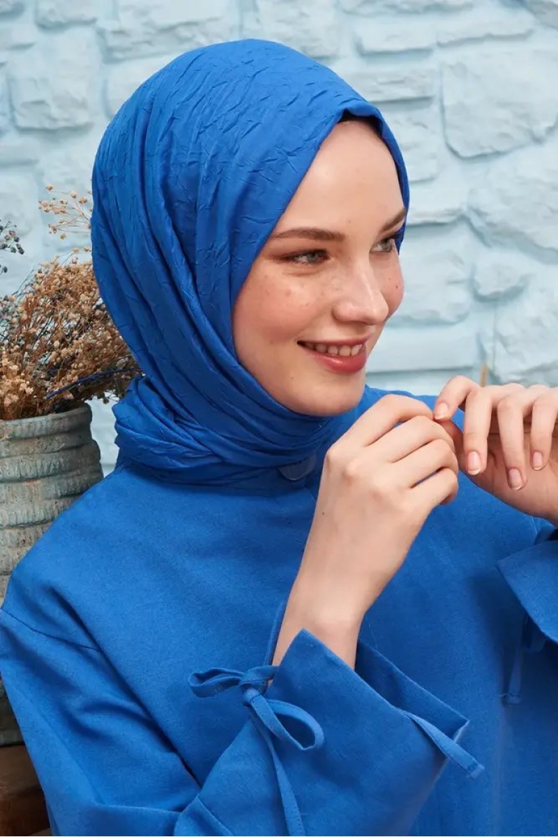 Bambu Kraş Saks Mavisi Şal