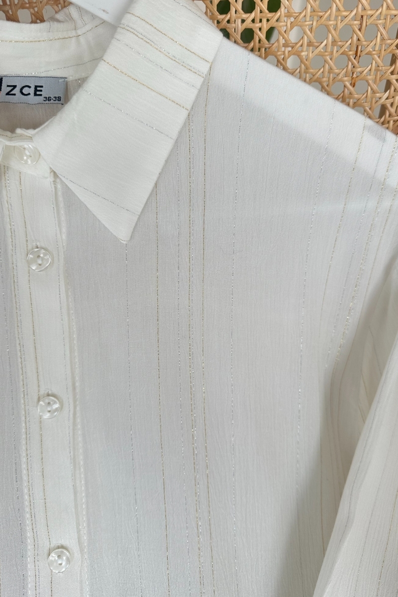 Gold Çizgili Ekru Tunik
