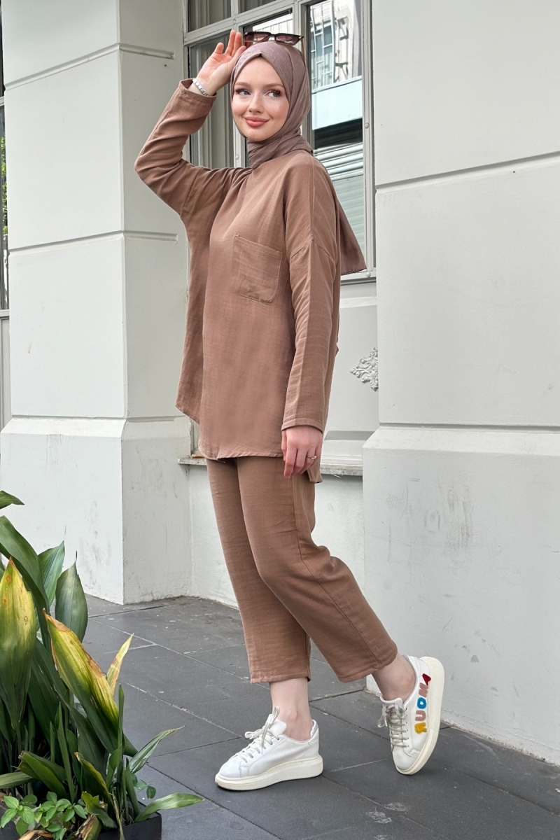 Müslin Kumaş Salaş Camel Takım