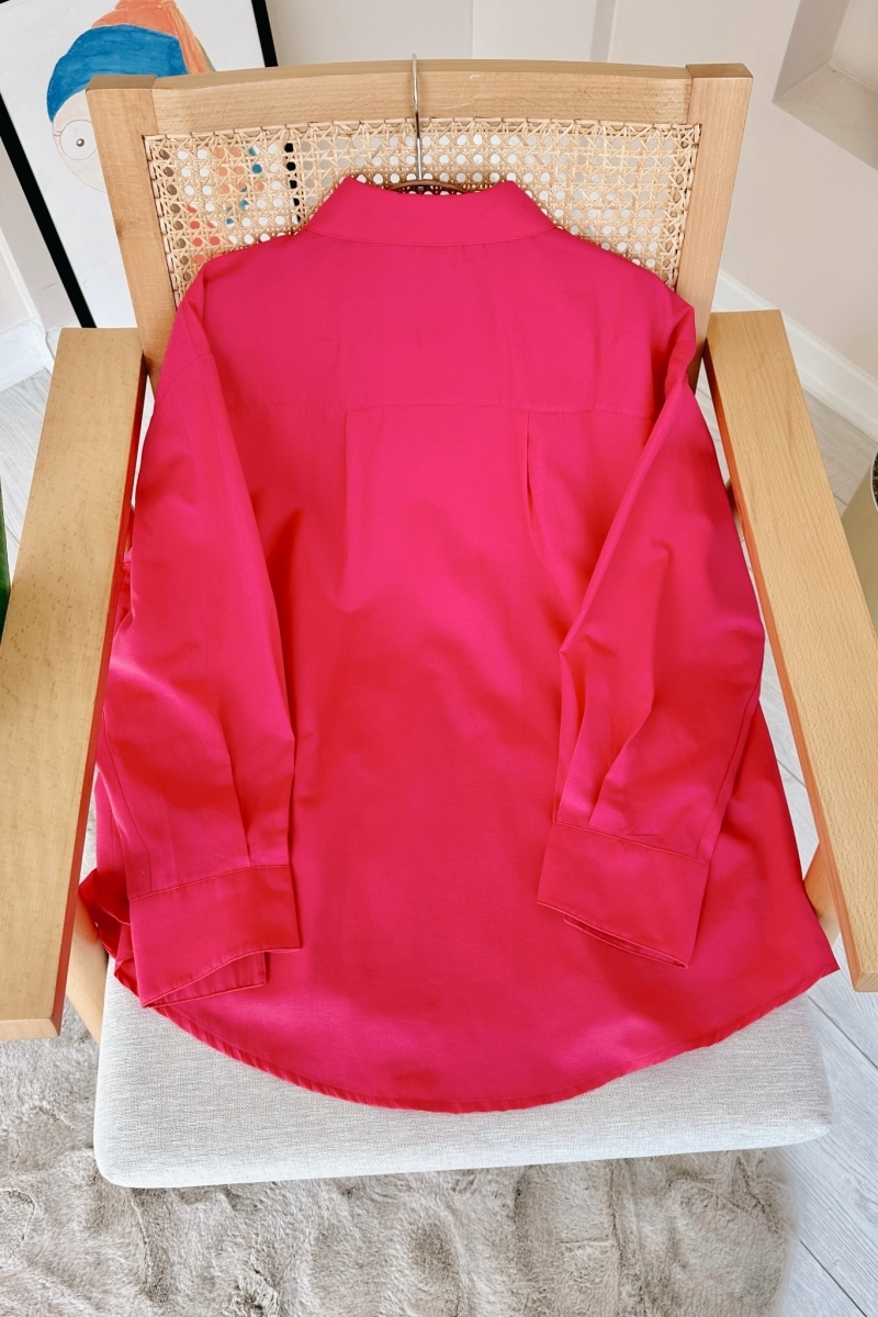 Ön Gizli Düğmeli Oversize Pembe Tunik